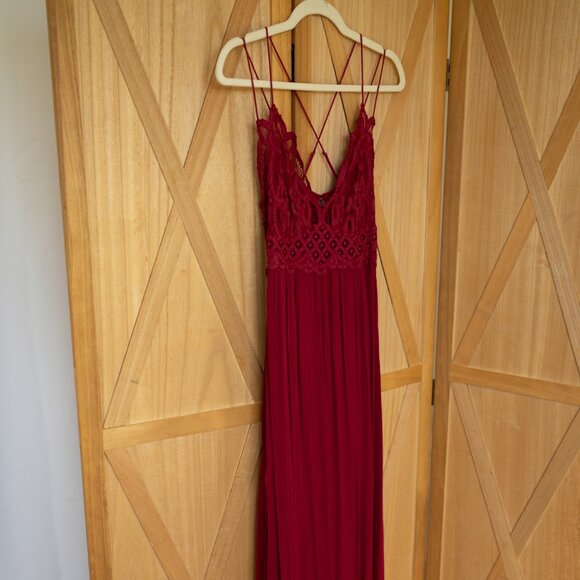 Free People Adella Maxi Slip Dress - Red - Picture 1 of 3